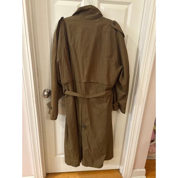 Vintage Henry Grethel Olive Green Trench Coat Size 46 - Picture 5 of 11